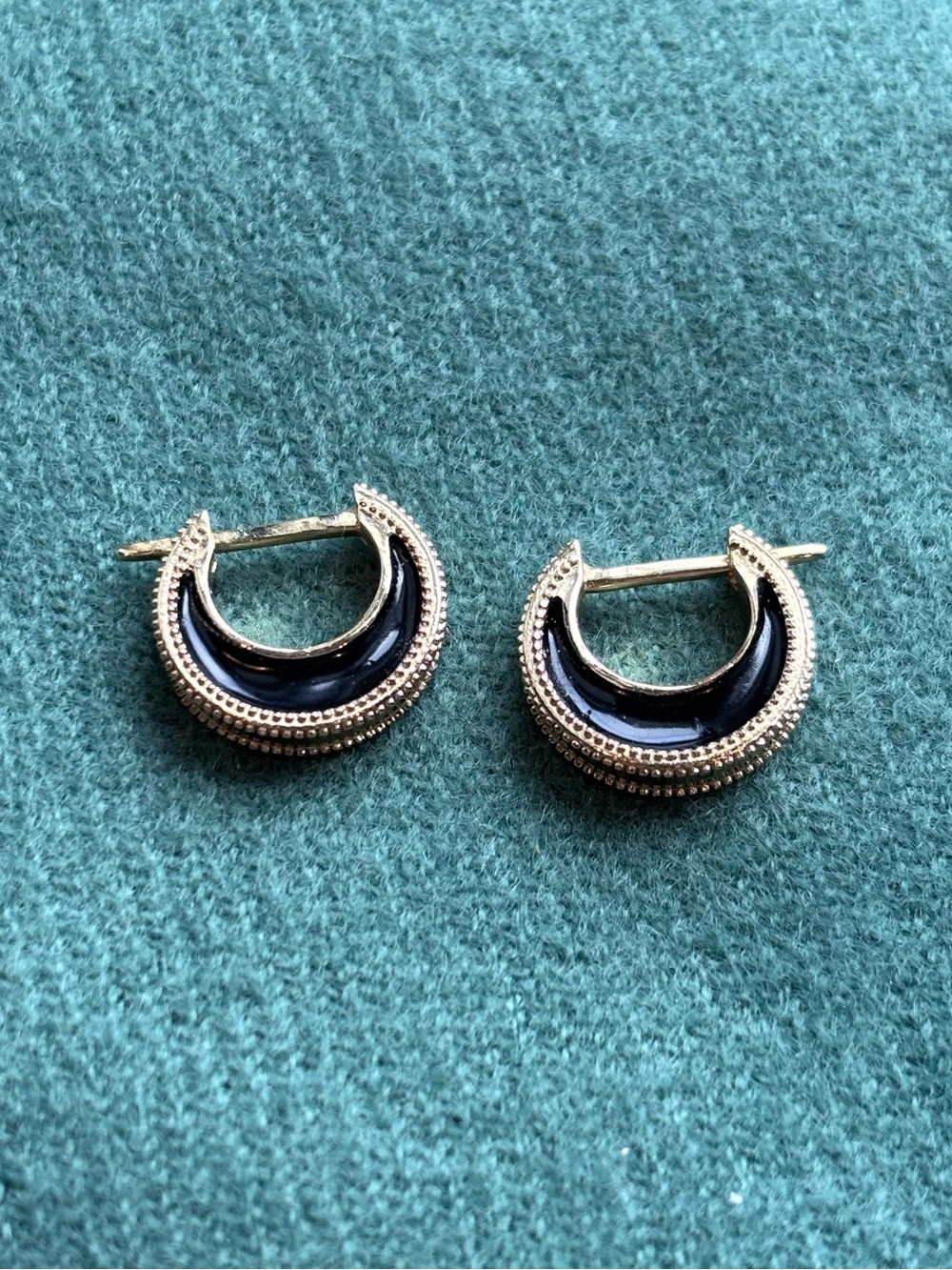 Gold and Black Crescent Hoop Earrings - Women Jewelry